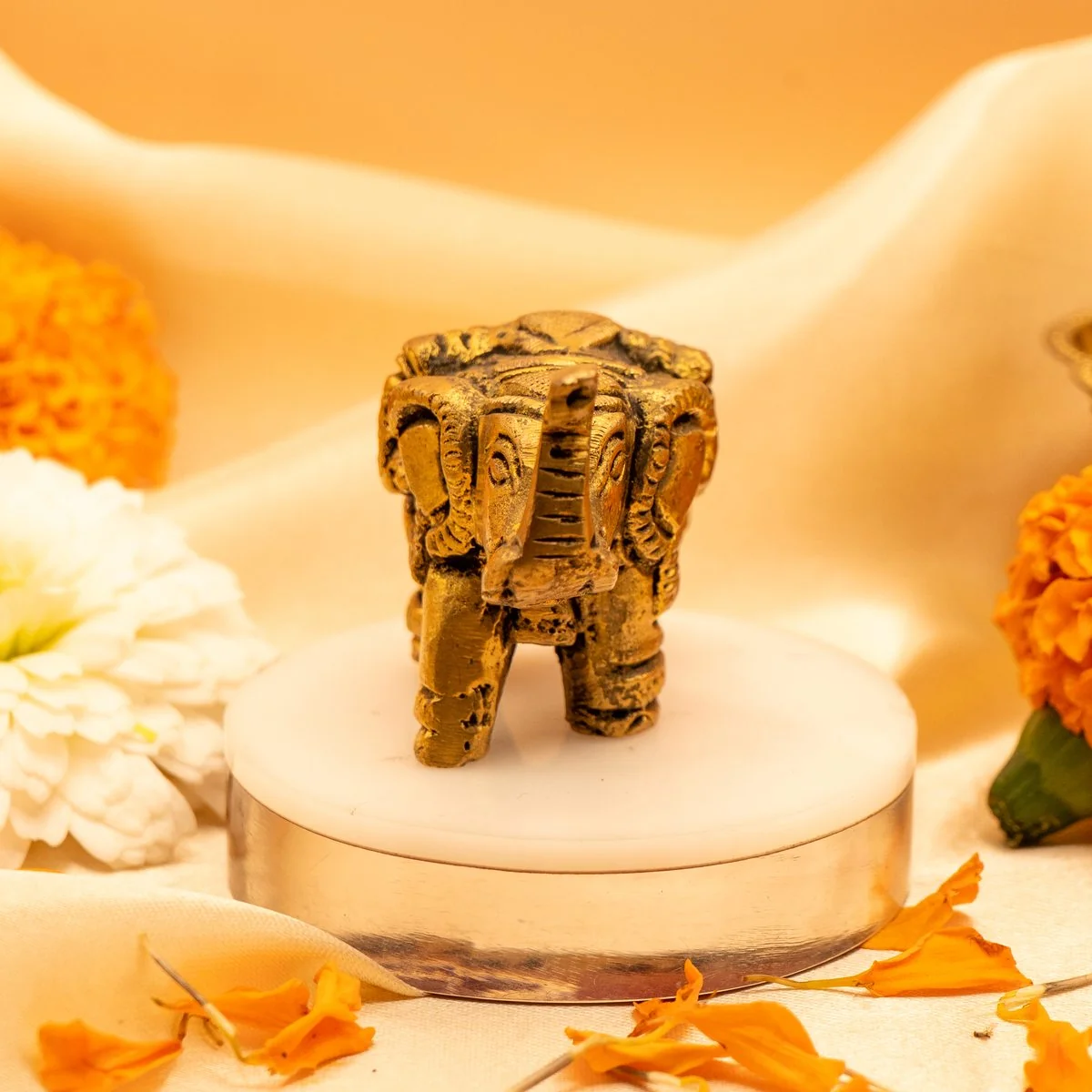 Elephant Statue Decorative Showpiece Figurines Brass Idol