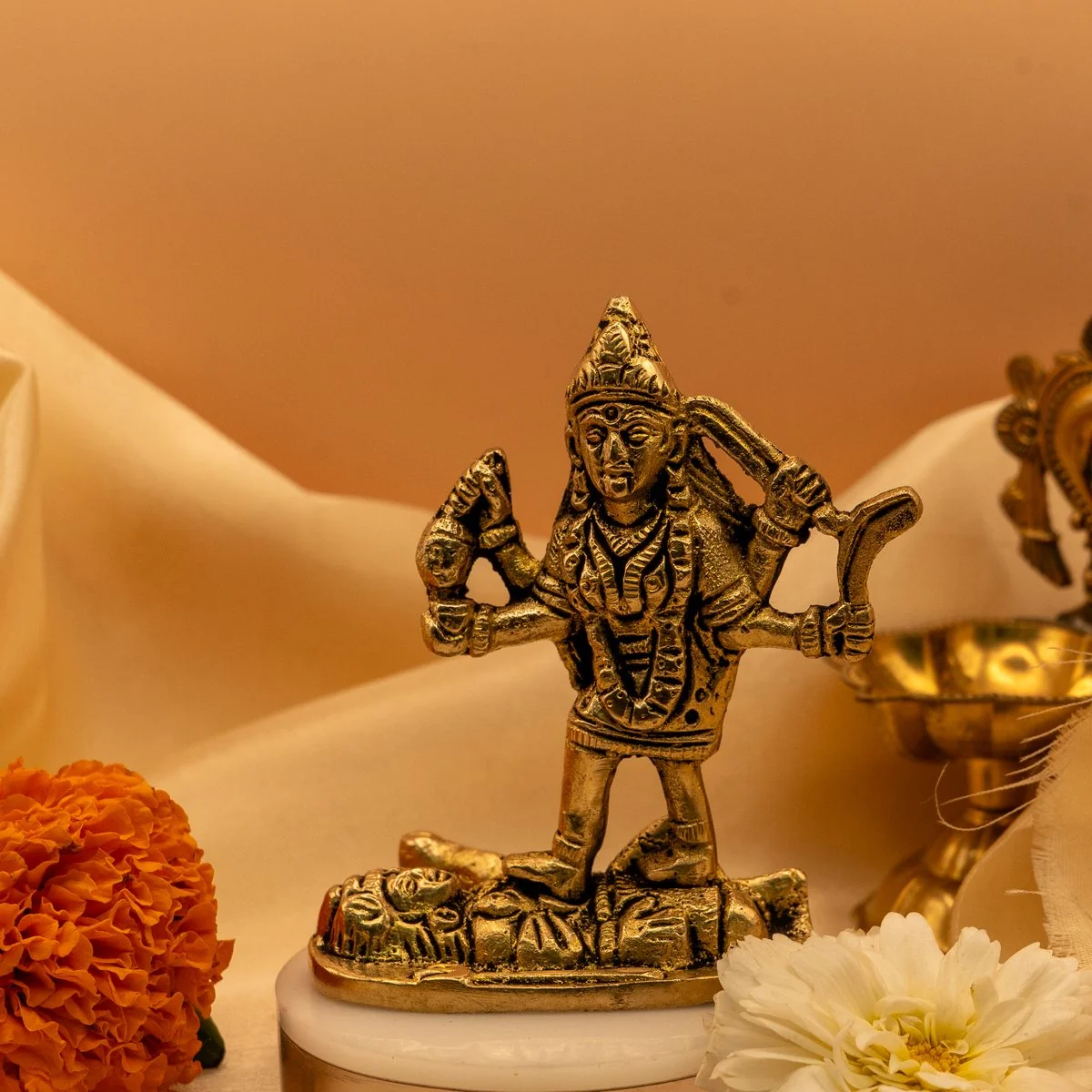 Maa Kali Devi on Shiva Idol (8 cm) Brass Idol