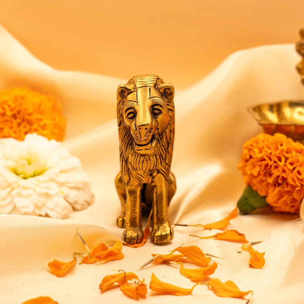 Vastu Brass Lion Statue Brass Idol