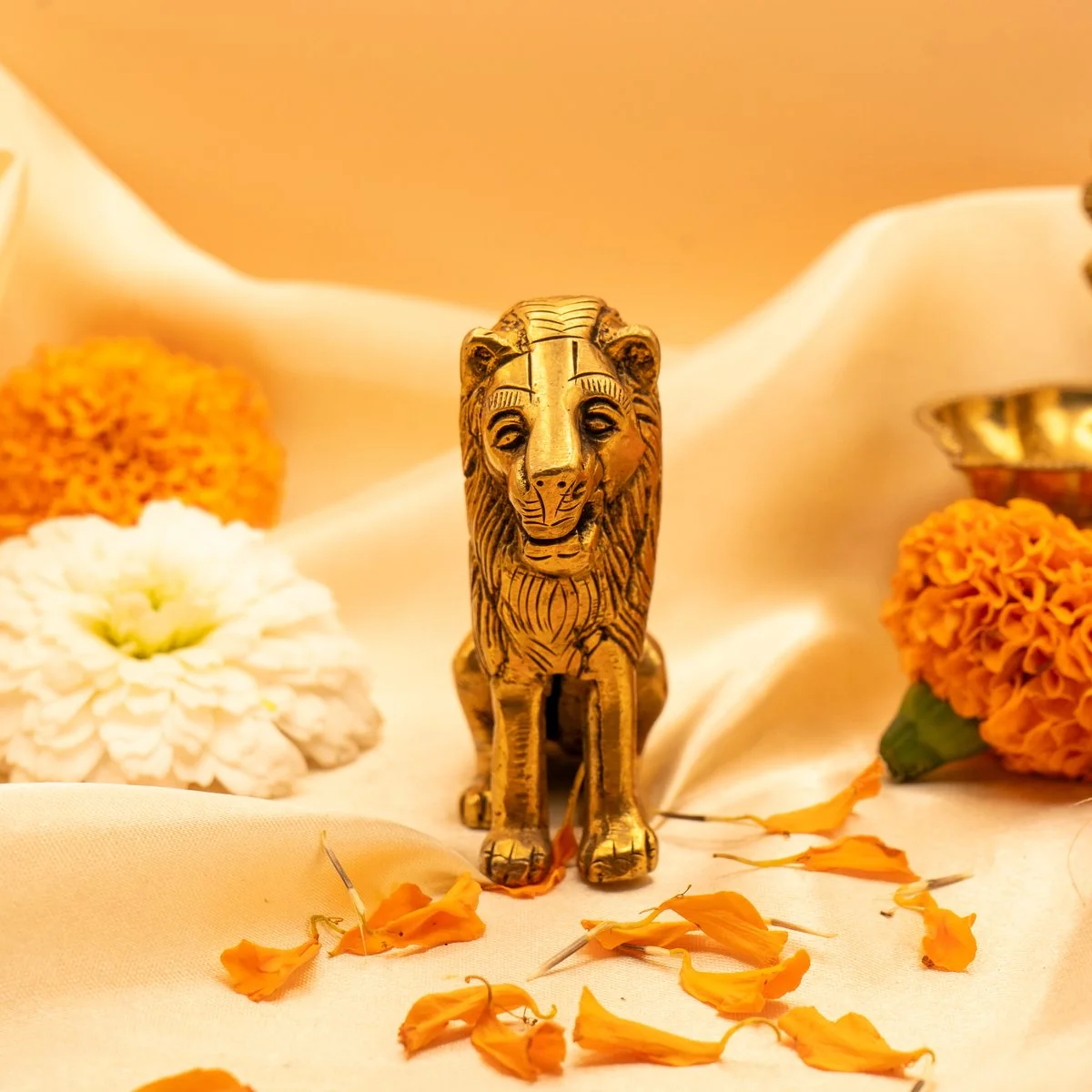 Vastu Brass Lion Statue view 2