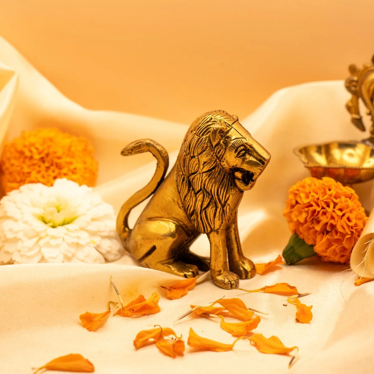 Vastu Brass Lion Statue view 4