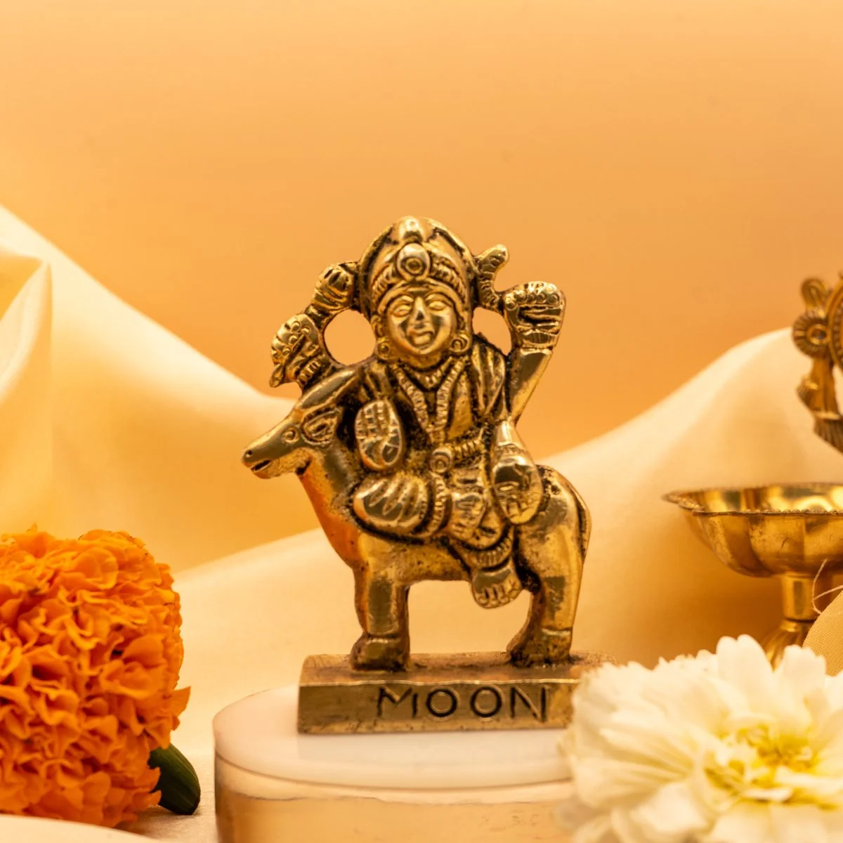 Lunar Deity Moon (Chandra) Brass Idol