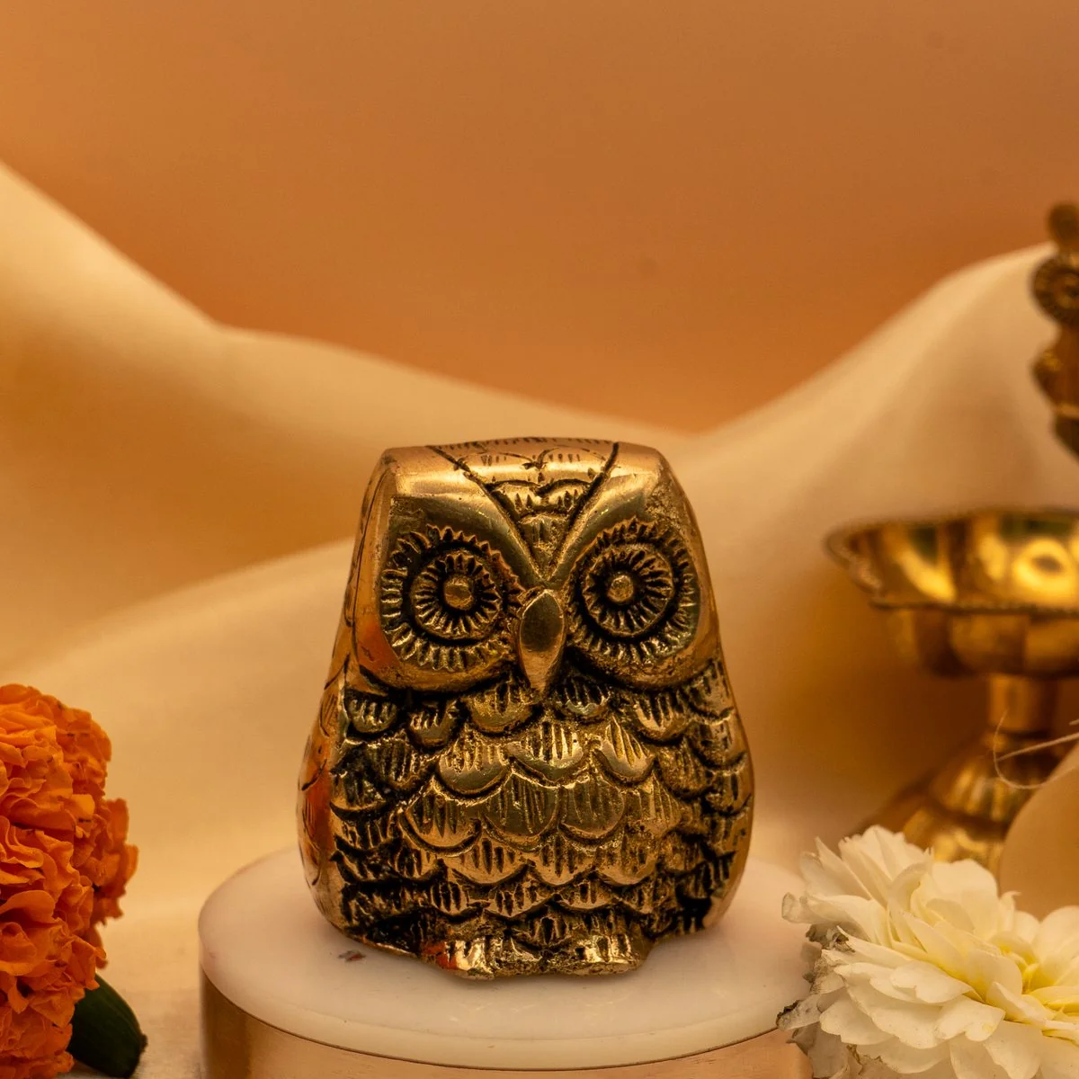 Owl Murti Idol 6 cm Brass Idol