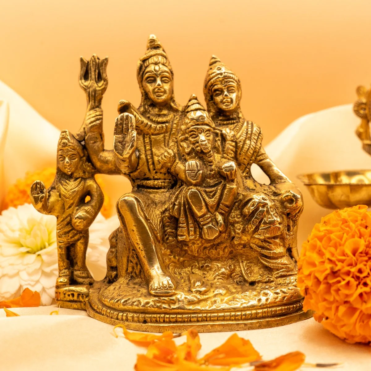Shiv Parivar Kalsh Stand Brass Idol