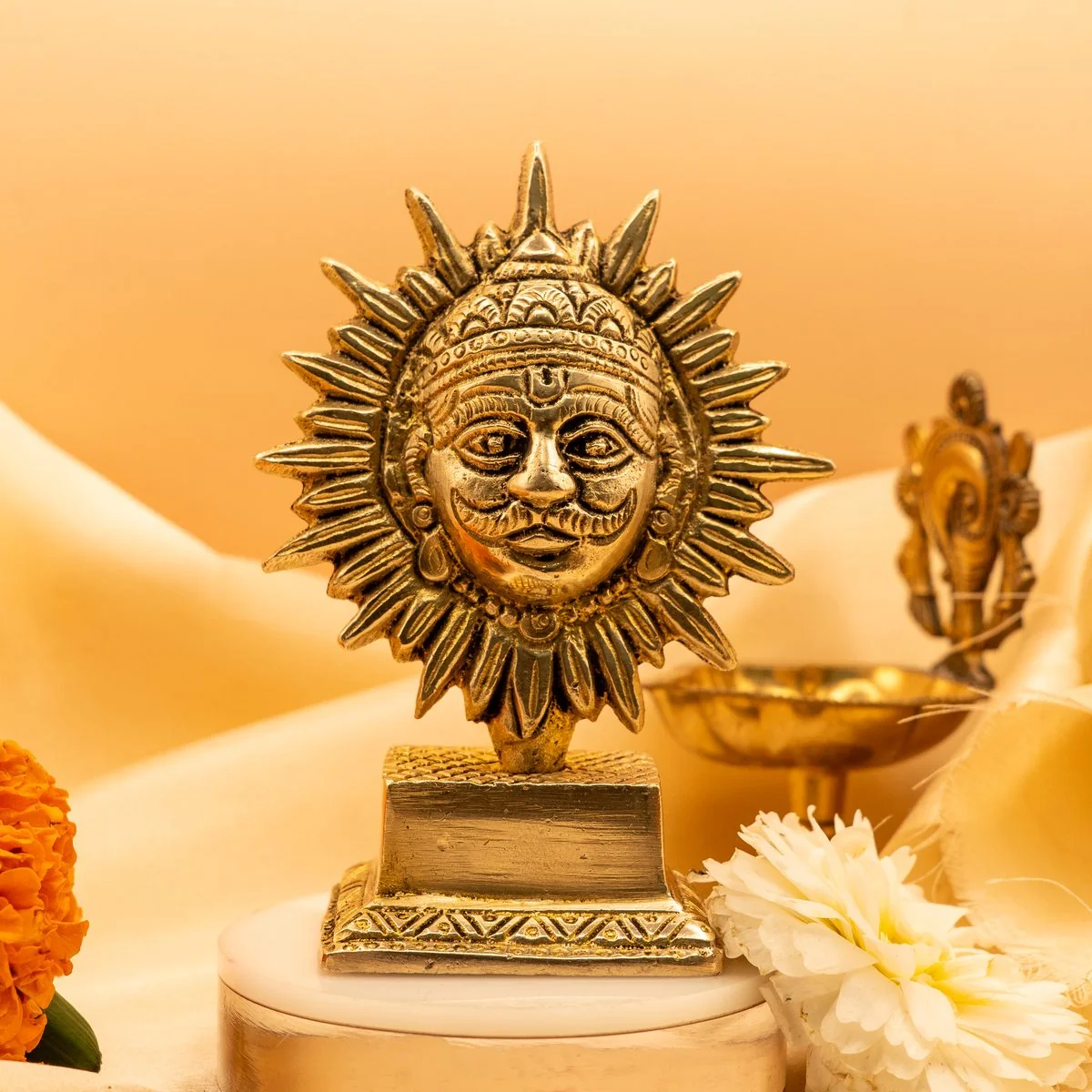 Religious Surya, Suraj Dev Idol (10 cm) Brass Idol